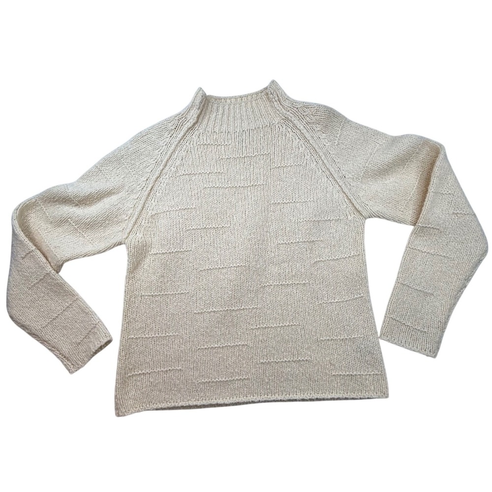 Columbia Womens Merino Wool Blend Mock‎ Sweater Cream Ivory M Raglan gorpcore